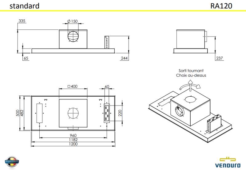 Dampkap inbouwgroep Venduro RA120MMIWHITE detail 1