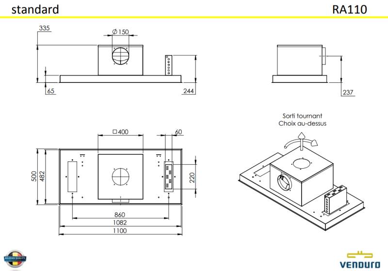 Dampkap inbouwgroep Venduro RA110-MMINOX detail 2