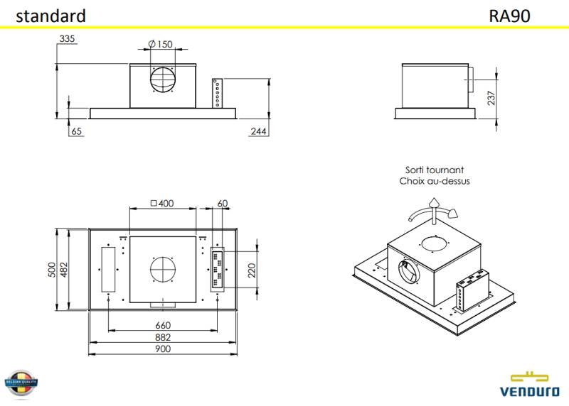 Dampkap inbouwgroep Venduro RA90-MMINOX detail 1
