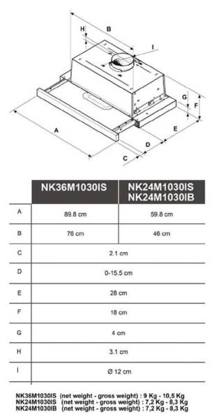 Dampkap telescopisch Samsung NK24M1030IB detail 3