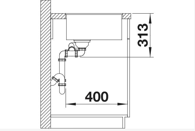 Anderhalve spoelbak Blanco 525984/** detail 2