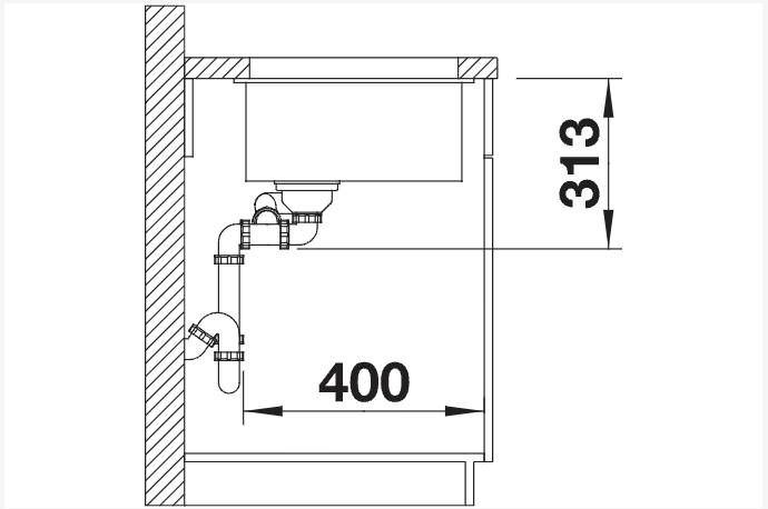 Anderhalve spoelbak Blanco 523567/** detail 2