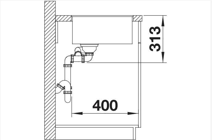 Anderhalve spoelbak Blanco 523573/** detail 2