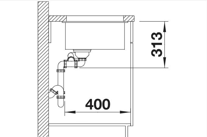 Anderhalve spoelbak Blanco 523562/** detail 2