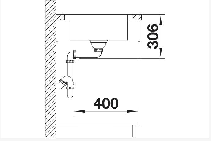 Enkele spoelbak Blanco 523374/° detail 2