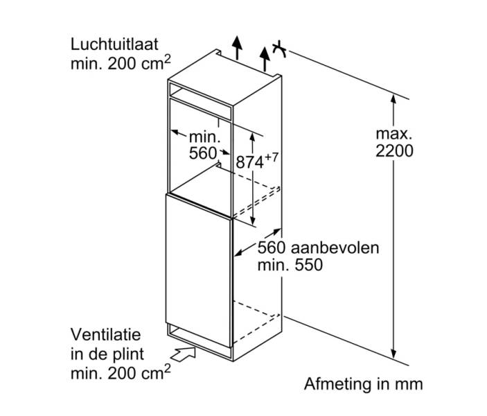 inbouw koelkast 88 cm hoog Siemens KI22LNSE0 detail 5